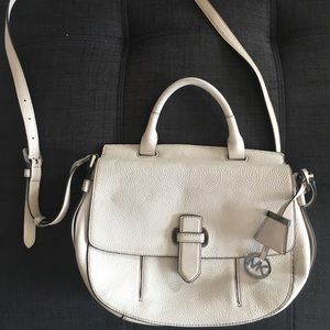White pebbled leather Michael Kors crossbody bag